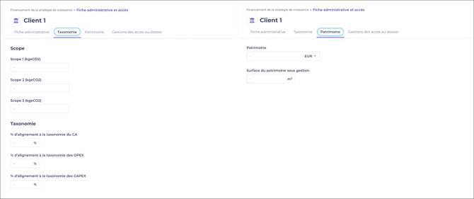 Onglet taxo et patrimoine