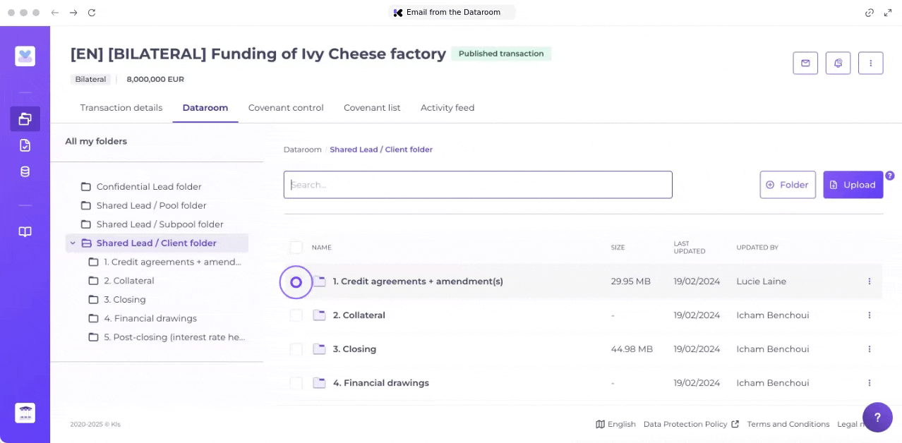 Sending Email from Dataroom